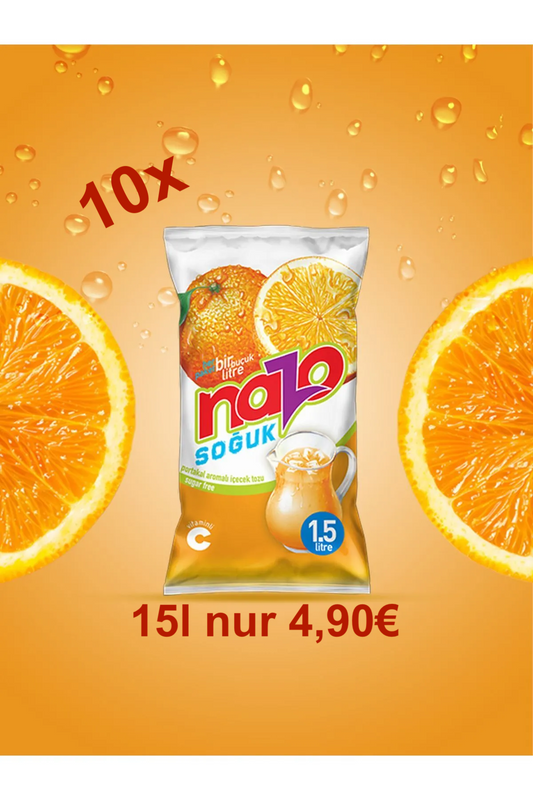 NAZO Getränkepulver Orange ohne Zucker 15 Liter